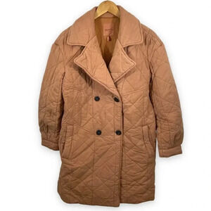 Avec les Filles  Washed Double Breasted Quilted Peacoat